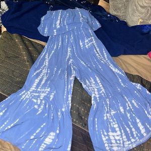 Light Blue Strapless Romper Jumpsuit